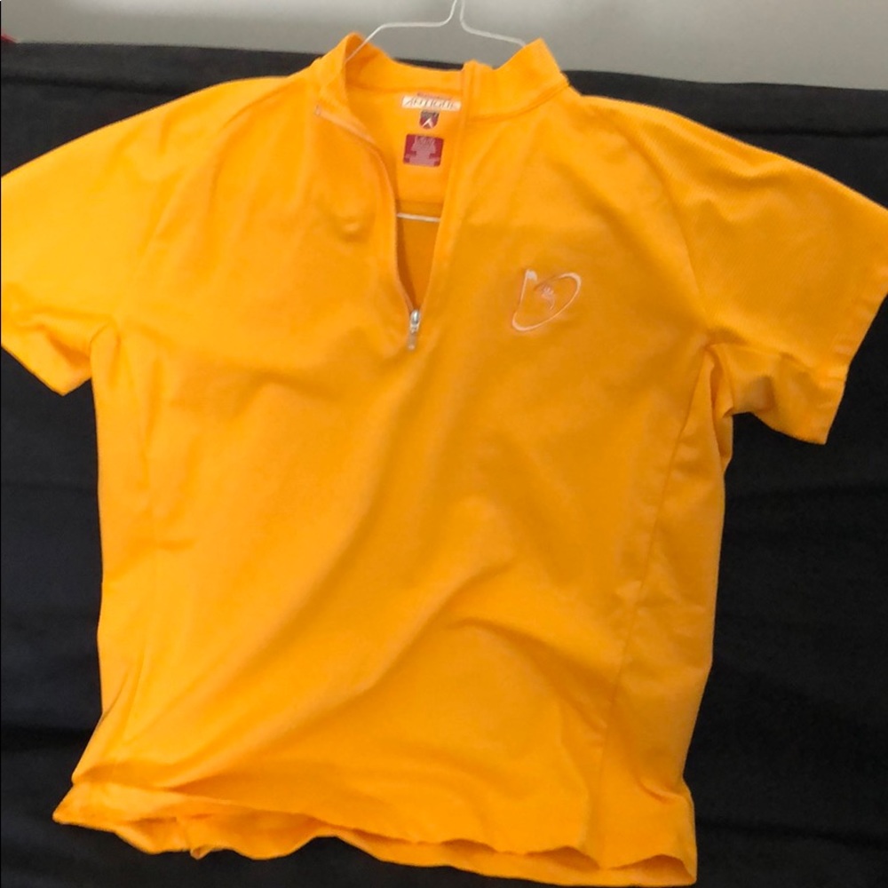 Antigua golf shirt orange white stripe size L